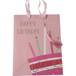 Saco presente happy birthday rosa