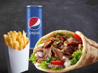 Shaorma mare de vita la lipie cartofidoza pepsi 250 ml
