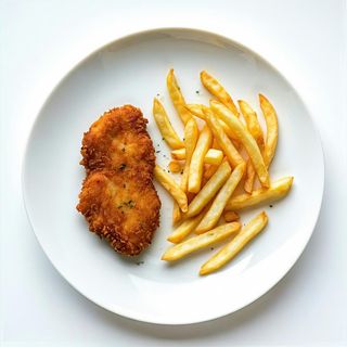 Cotoletta di pollo con patate fritte
