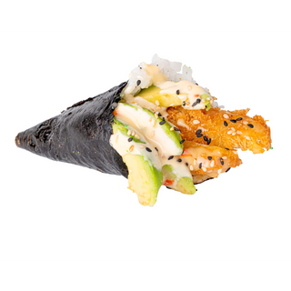 Temaki de tempura de langostino