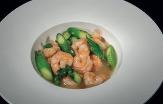 154. Gamberi con asparagi