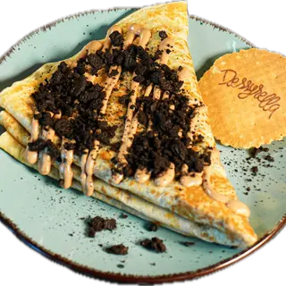 crepe de pollo, queso y barbacoa + crepe con un topping
