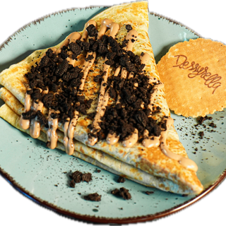 crepe de pollo, queso y barbacoa + crepe con un topping