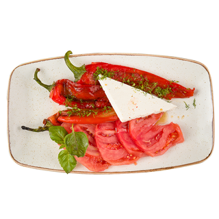 Печени пиперки с чесън, копър и плочка сирене (300гр)