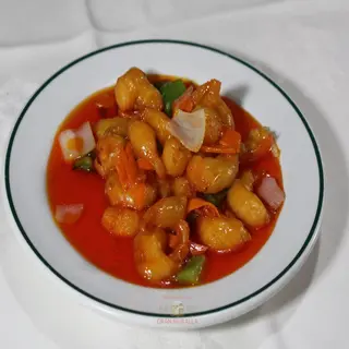 81. Gambas con salsa agridulce