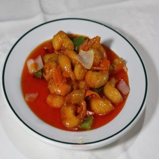 81. Gambas con salsa agridulce