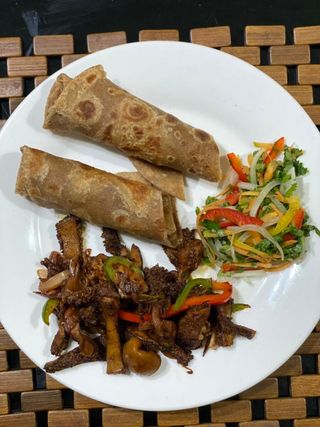 Matumbo Dry Fry with Brown Chapati