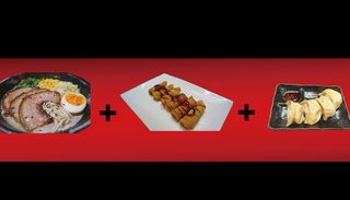 1 Ramen giapponese + involtini primavera + ravioli al vapore 