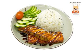 Arroz salmón teriyaki