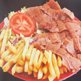 Plato döner kebap pollo o ternera con arroz o patatas 