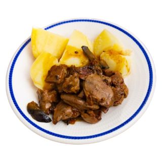 1/2 conejo a l'ast con pimientos y patatas