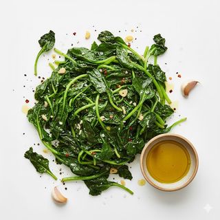 Erbette di stagione saltate con aglio e olio