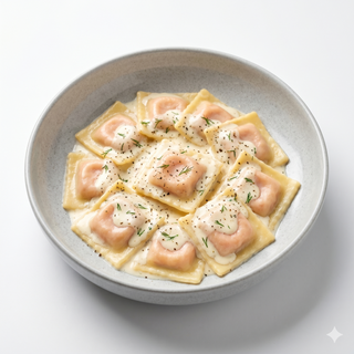 Raviolis De Salmó Amb Salsa A La Crema