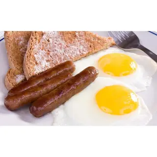 Two Eggs With Toast + 2 Sausages