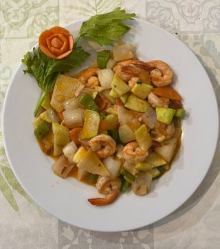 gambas con salsa picante