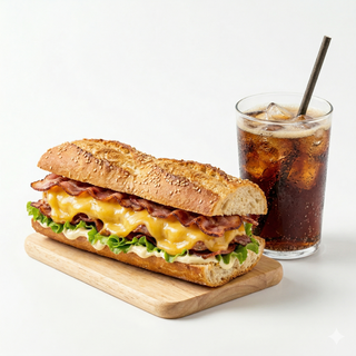 Bocadillo de Bacon, Queso,+ Bebida