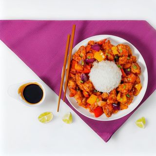 Arroz frito con ternera y salsa curry