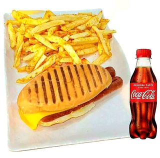 Hot dog +frites épicées +boisson 25cl
