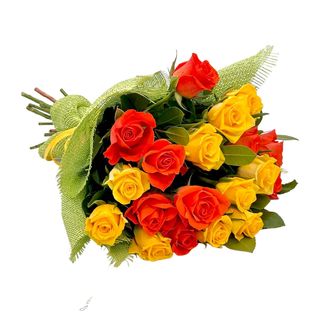 Buchet 19 trandafiri galbeni si portocalii