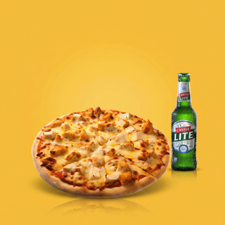 BBQ Chicken Pizza + Castle Lite