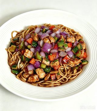1010 Rezanci sa piletinom i crnim lukom 540 g/洋葱鸡肉盖面