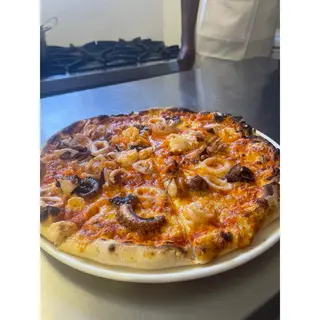 Seafood pizza