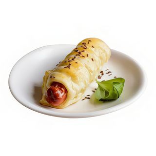 1/4 Salchichas enrolladas con bacon y chedar