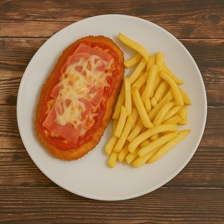 Escalopa rebozada con salsa Jamón