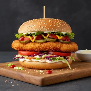 Hamburger cu șnițel de pui