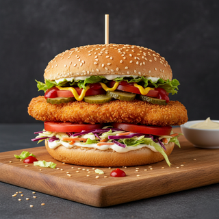 Hamburger cu șnițel de pui