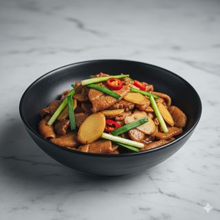 138 - Intestini di maiale allo zenzero e cipollotto 姜葱肥肠