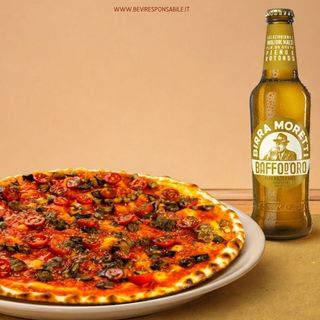 Pizza Mediterranea & Moretti Baffo Oro
