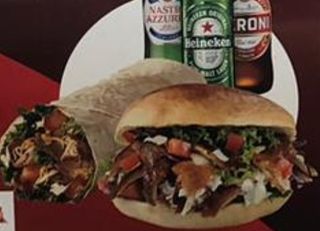 Panino o piadina kebab e una birra