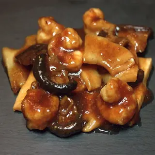 Gambas Con Bambú Y Setas