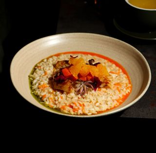 Гарбузове ризотто з морепродуктами