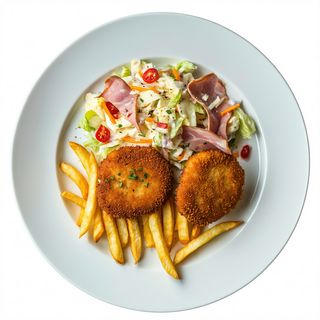 San Jacobos Con Ensaladilla Rusa Y Patatas