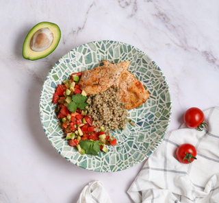 Հավի կրծքամիս կանաչ հնդկաձավարով