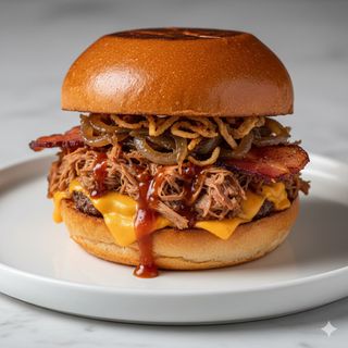 Hamburguesa Pulled Pork con Patatas Fritas
