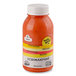Смузі Feels good з апельсиновим соком, бананом, полуницею та яблуком (250мл)