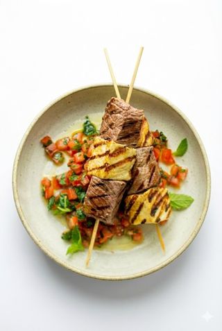 Filet De Bœuf, Creyette, Brochette De Mérou Et D'escargot, Cotelette