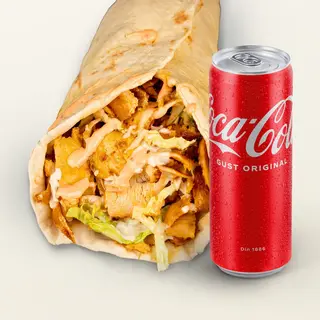 Meniu Shaorma mare + cartofi + sos + Coca-Cola 330 ml