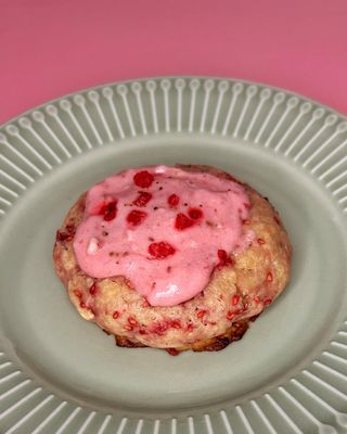 Galleta crumble de frambuesa