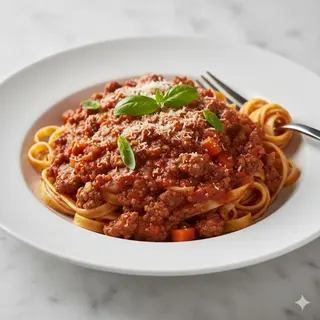 Pasta boloñesa y provola