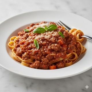 Pasta boloñesa y provola