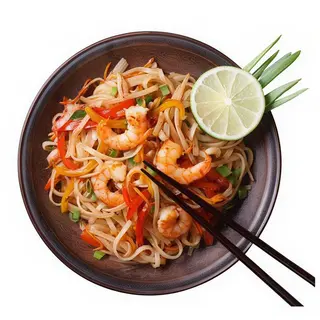37. Fideos de arroz con gambas
