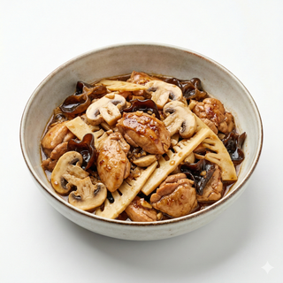 Pui cu ciuperci si bambus