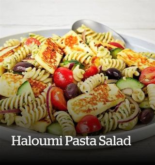 Halloumi pasta salad