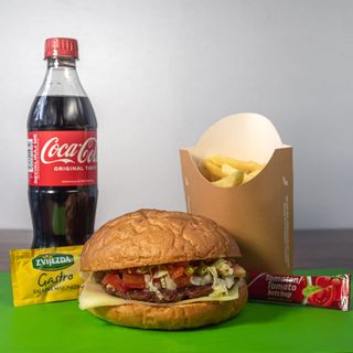 Cheeseburger + pomfrit + piće po izboru