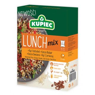 Mix lunch ryż parboiled, bulgur, ryż czerwony, kasza owsiana Kupiec. 0.4кг
