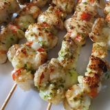 60. Brocheta de rape e langostino